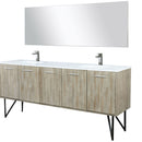 Lexora Lancy 80" W x 20" D Rustic Acacia Double Bath Vanity White Quartz Top with Faucet Set and 70" Mirror