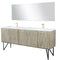 Lexora Lancy 80" W x 20" D Rustic Acacia Double Bath Vanity White Quartz Top with Faucet Set and 70" Mirror