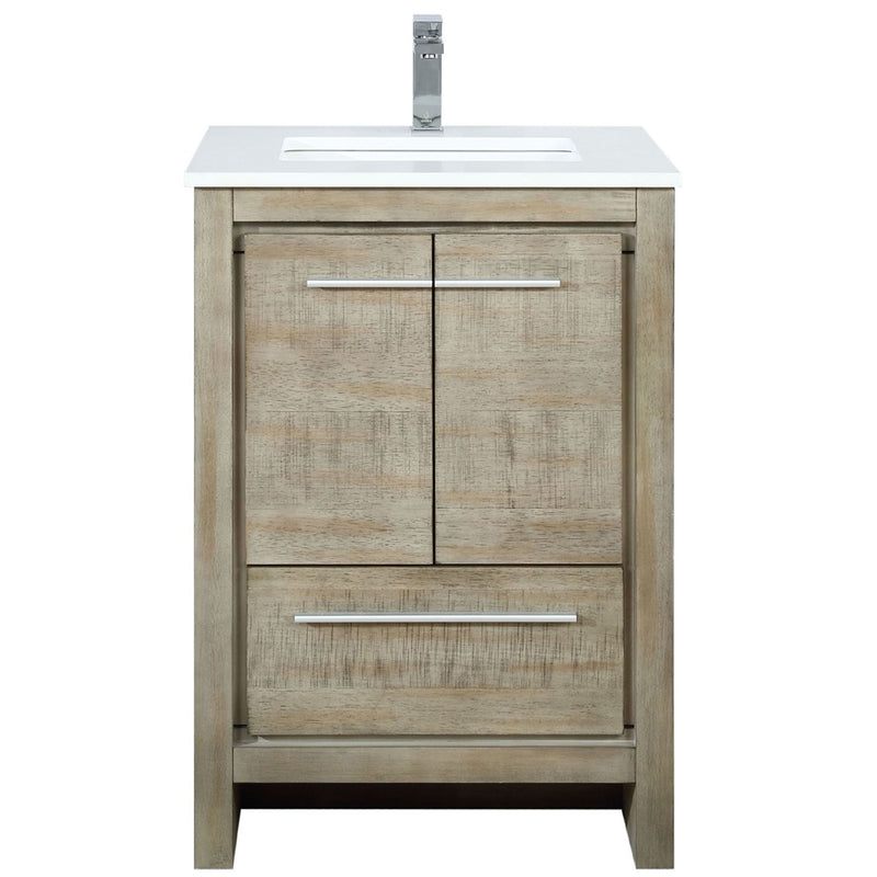 Lexora Lafarre 24" W x 20" D Rustic Acacia Bath Vanity White Quartz Top with Faucet Set