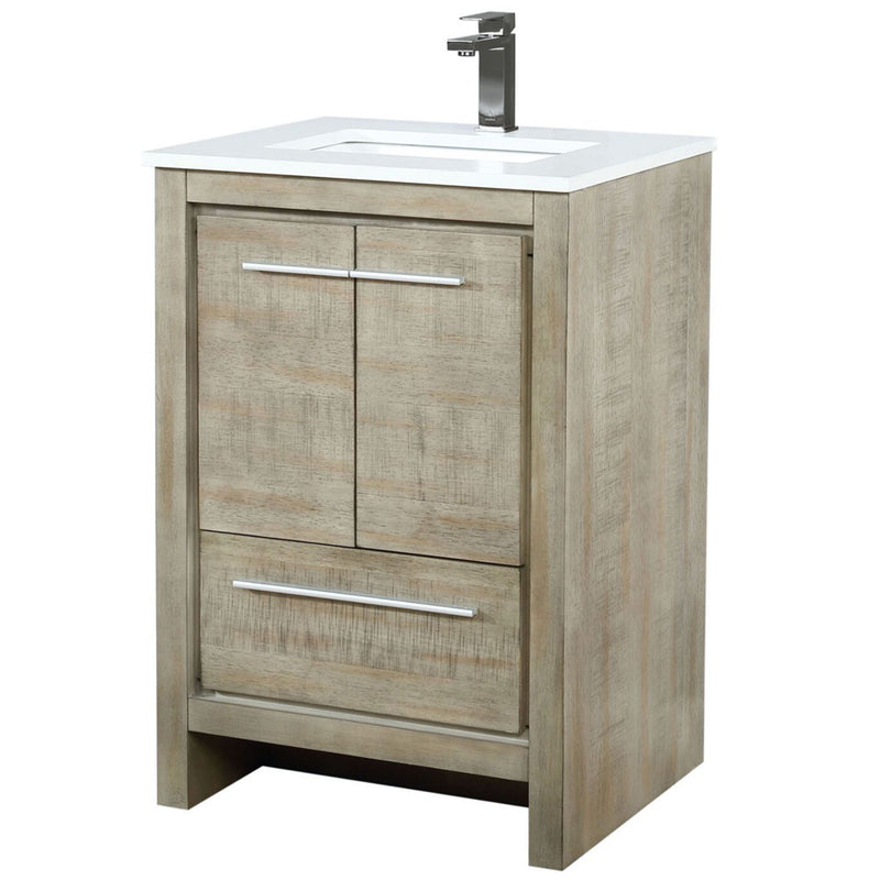 Lexora Lafarre 24" W x 20" D Rustic Acacia Bath Vanity White Quartz Top with Faucet Set