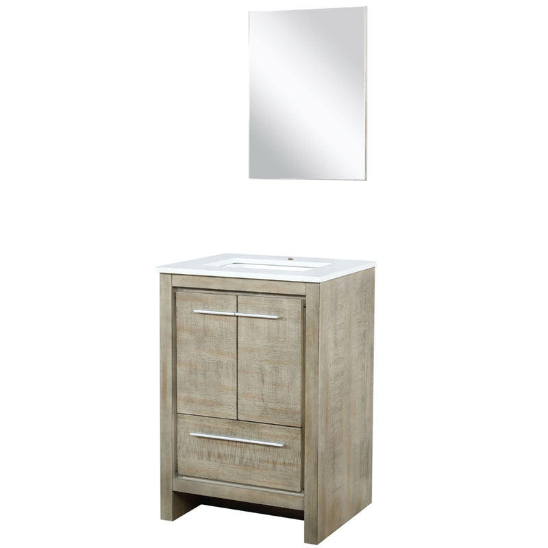 Lexora Lafarre 24" W x 20" D Rustic Acacia Bath Vanity Marble Top and 18" Mirror