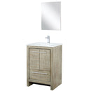 Lexora Lafarre 24" W x 20" D Rustic Acacia Bath Vanity White Quartz Top with Faucet Set and 18" Mirror