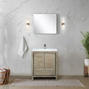 Lexora Lafarre 24" W x 20" D Rustic Acacia Bath Vanity White Quartz Top with Faucet Set and 18" Mirror