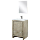 Lexora Lafarre 24" W x 20" D Rustic Acacia Bath Vanity White Quartz Top with Faucet Set and 18" Mirror