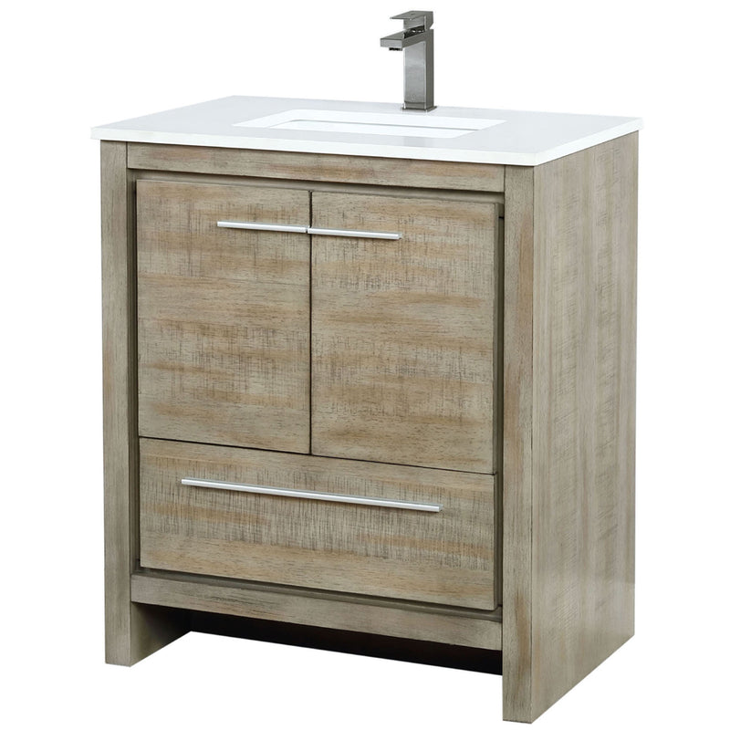 Lexora Lafarre 30" W x 20" D Rustic Acacia Bath Vanity White Quartz Top and Faucet Set