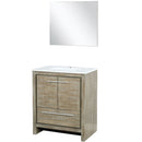 Lexora Lafarre 30" W x 20" D Rustic Acacia Bath Vanity Marble Top and 28" Mirror