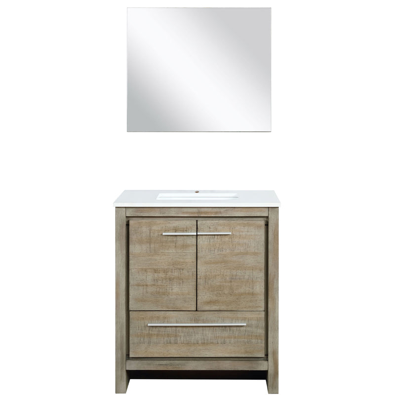 Lexora Lafarre 30" W x 20" D Rustic Acacia Bath Vanity Marble Top and 28" Mirror