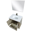 Lexora Lafarre 30" W x 20" D Rustic Acacia Bath Vanity White Quartz Top with Faucet Set and 28" Mirror