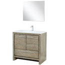 Lexora Lafarre 36" W x 20" D Rustic Acacia Bath Vanity White Quartz Top with Faucet Set and 28" Mirror