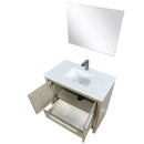 Lexora Lafarre 36" W x 20" D Rustic Acacia Bath Vanity White Quartz Top with Faucet Set and 28" Mirror