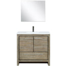 Lexora Lafarre 36" W x 20" D Rustic Acacia Bath Vanity White Quartz Top with Faucet Set and 28" Mirror