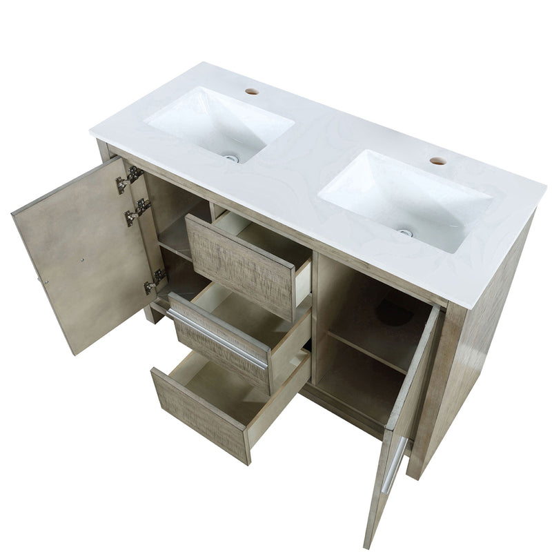 Lexora Lafarre 48" W x 20" D Rustic Acacia Double Bath Vanity and Marble Top