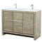 Lexora Lafarre 48" W x 20" D Rustic Acacia Double Bath Vanity White Quartz Top with Faucet Set