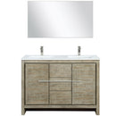 Lexora Lafarre 48" W x 20" D Rustic Acacia Double Bath Vanity White Quartz Top with Faucet Set and 43" Mirror