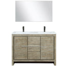 Lexora Lafarre 48" W x 20" D Rustic Acacia Double Bath Vanity White Quartz Top with Faucet Set and 43" Mirror