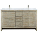 Lexora Lafarre 60" W x 20" D Rustic Acacia Double Bath Vanity White Quartz Top with Faucet Set