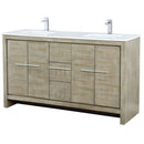 Lexora Lafarre 60" W x 20" D Rustic Acacia Double Bath Vanity White Quartz Top with Faucet Set