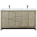 Lexora Lafarre 60" W x 20" D Rustic Acacia Double Bath Vanity White Quartz Top with Faucet Set