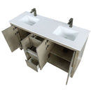 Lexora Lafarre 60" W x 20" D Rustic Acacia Double Bath Vanity White Quartz Top with Faucet Set