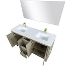 Lexora Lafarre 60" W x 20" D Rustic Acacia Double Bath Vanity White Quartz Top with Faucet Set and 55" Mirror