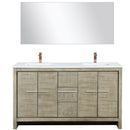 Lexora Lafarre 60" W x 20" D Rustic Acacia Double Bath Vanity White Quartz Top with Faucet Set and 55" Mirror