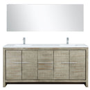 Lexora Lafarre 72" W x 20" D Rustic Acacia Double Bath Vanity White Quartz Top with Faucet Set and 70" Mirror