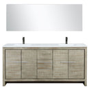 Lexora Lafarre 72" W x 20" D Rustic Acacia Double Bath Vanity White Quartz Top with Faucet Set and 70" Mirror