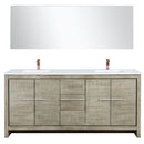 Lexora Lafarre 72" W x 20" D Rustic Acacia Double Bath Vanity White Quartz Top with Faucet Set and 70" Mirror