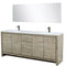 Lexora Lafarre 80" W x 20" D Rustic Acacia Double Bath Vanity White Quartz Top with Faucet Set and 70" Mirror