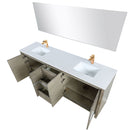 Lexora Lafarre 80" W x 20" D Rustic Acacia Double Bath Vanity White Quartz Top with Faucet Set and 70" Mirror