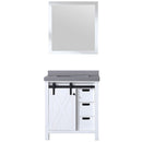 Lexora Marsyas 30" W x 22" D White Bath Vanity Grey Quartz Countertop and 28" Mirror