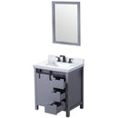 Lexora Marsyas 30" W x 22" D Dark Grey Bath Vanity Carrara Marble Countertop with Faucet Set and 28" Mirror