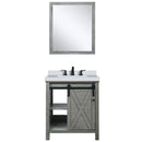 Lexora Marsyas 30" W x 22" D Ash Grey Bath Vanity Marble Countertop Faucet Set and 28" Mirror