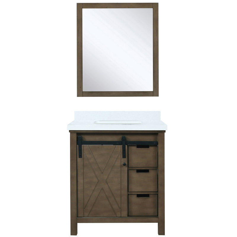 Lexora Marsyas 30" W x 22" D Rustic Brown Bath Vanity Marble Countertop and 28" Mirror