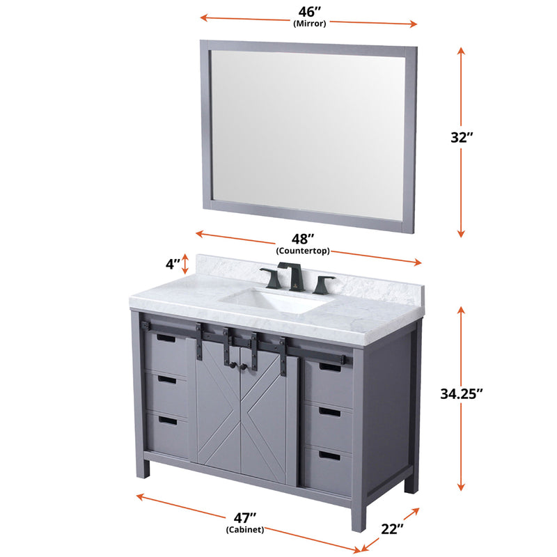 Lexora Marsyas 48" W x 22" D Bath Vanity and 44" Mirror