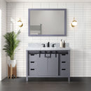 Lexora Marsyas 48" W x 22" D Dark Grey Bath Vanity Carrara Marble Countertop and 44" Mirror