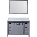 Lexora Marsyas 48" W x 22" D Dark Grey Bath Vanity Carrara Marble Countertop and 44" Mirror