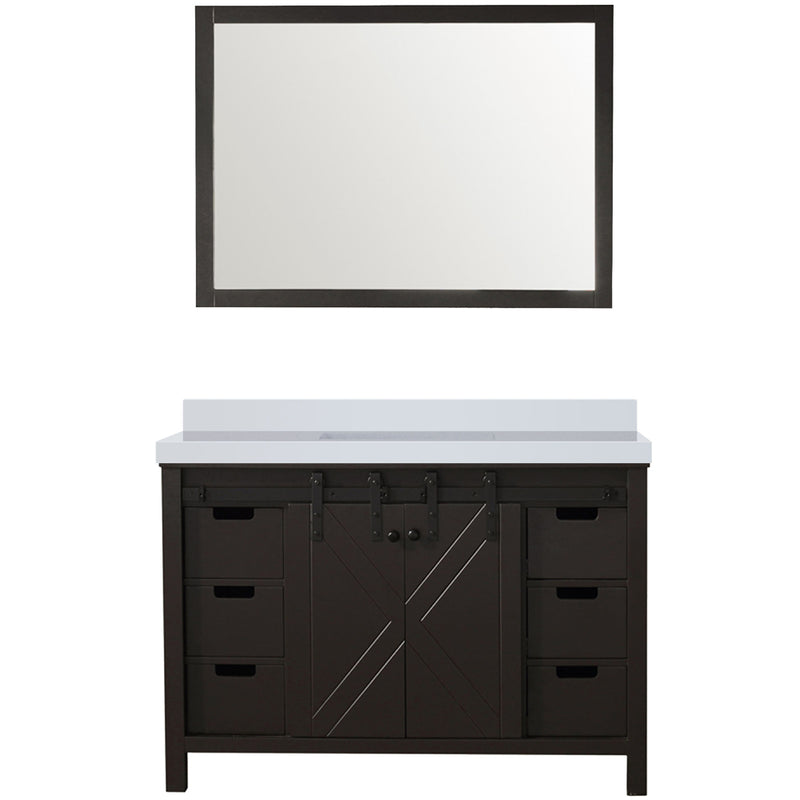 Lexora Marsyas 48" W x 22" D Brown Bath Vanity Marble Countertop and 44" Mirror