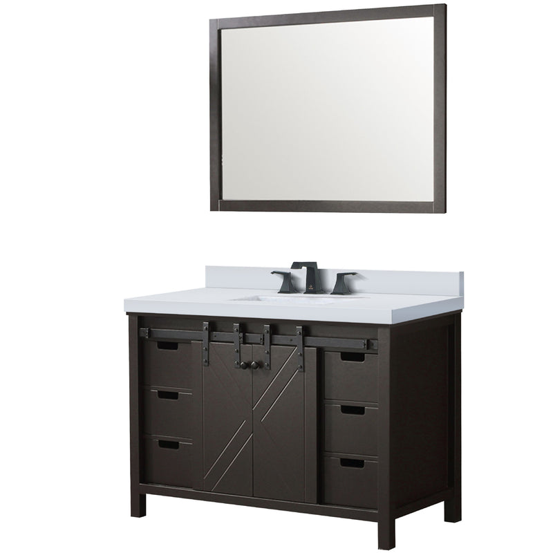 Lexora Marsyas 48" W x 22" D Brown Bath Vanity Marble Countertop with Faucet Set and 44" Mirror