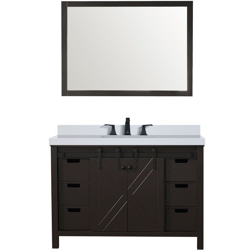 Lexora Marsyas 48" W x 22" D Brown Bath Vanity Marble Countertop with Faucet Set and 44" Mirror