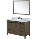 Lexora Marsyas 48" W x 22" D Rustic Brown Bath Vanity Marble Countertop with Faucet Set and 44" Mirror