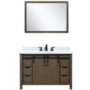 Lexora Marsyas 48" W x 22" D Rustic Brown Bath Vanity Marble Countertop with Faucet Set and 44" Mirror