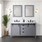 Lexora Marsyas 60" W x 22" D Dark Grey Double Bath Vanity and Carrara Marble Countertop