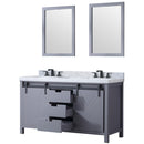 Lexora Marsyas 60" W x 22" D Dark Grey Double Bath Vanity Carrara Marble Countertop with Faucet Set and 24" Mirrors