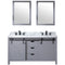 Lexora Marsyas 60" W x 22" D Dark Grey Double Bath Vanity Carrara Marble Countertop with Faucet Set and 24" Mirrors