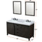 Lexora Marsyas 60" W x 22" D Brown Double Bath Vanity with Marble Countertop