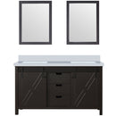 Lexora Marsyas 60" W x 22" D Brown Double Bath Vanity Marble Countertop and 24" Mirrors