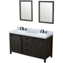 Lexora Marsyas 60" W x 22" D Brown Double Bath Vanity Marble Countertop with Faucet Set and 24" Mirrors