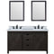 Lexora Marsyas 60" W x 22" D Brown Double Bath Vanity Marble Countertop with Faucet Set and 24" Mirrors