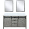 Lexora Marsyas 60" W x 22" D Ash Grey Double Bath Vanity Marble Countertop and 24" Mirrors